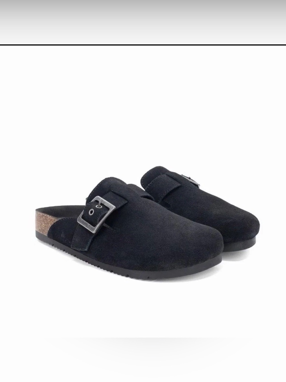 Staheekum Womens Crescent Buckle Clog Shoes Black Suede Size 6 M US
